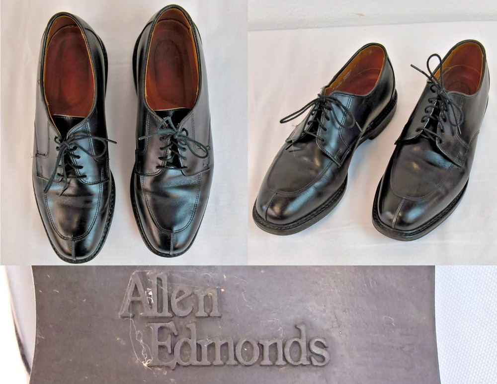 Allen Edmonds Dress Shoes Delray Mens 8E Black Calfskin Leather Split Toe #W5538